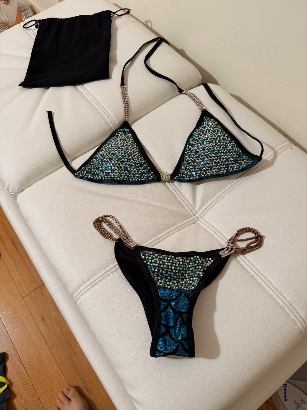 Embellished Emerald Green Rhinestone Bikini Set - Picture 2 of 2